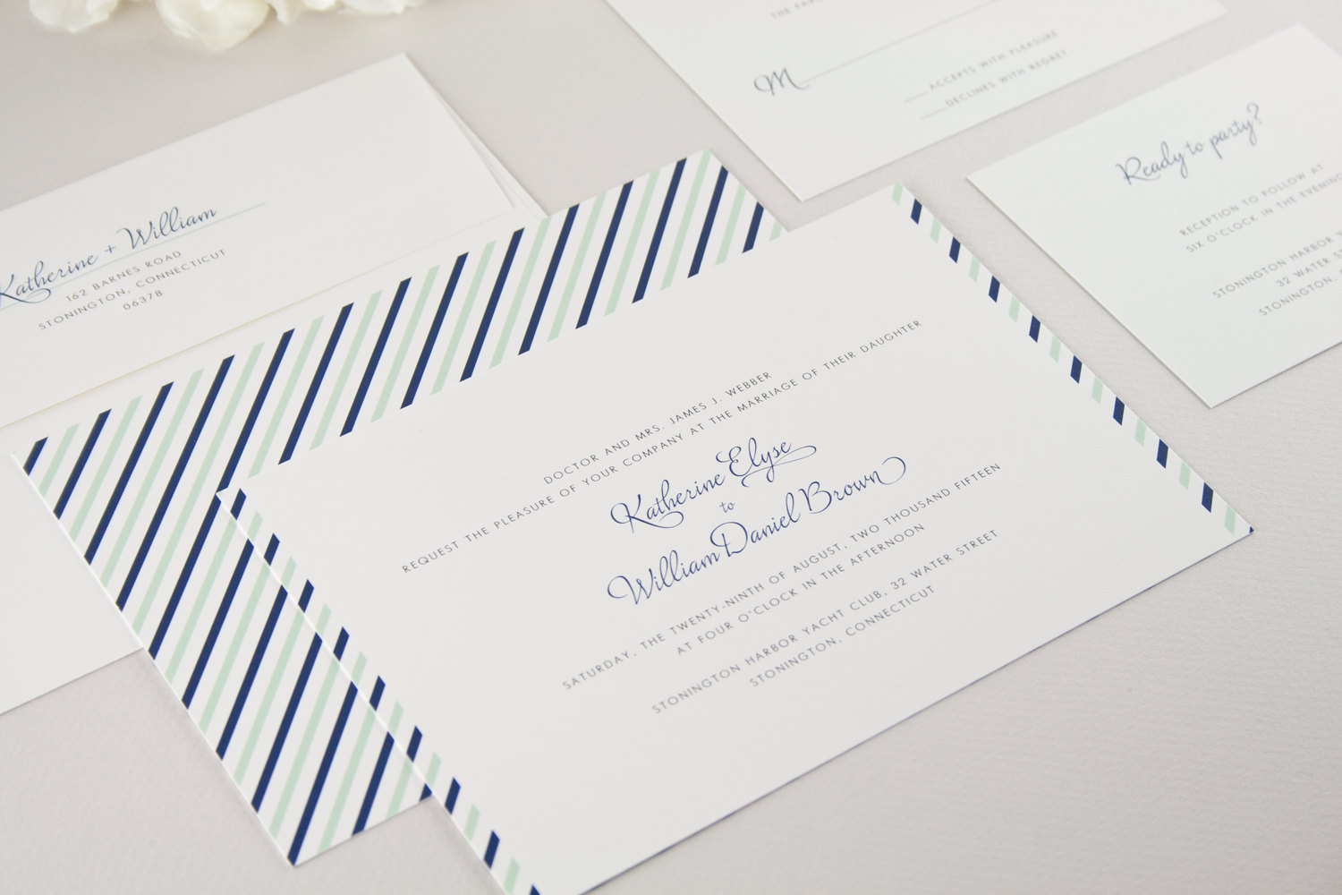 navy and mint wedding invitations