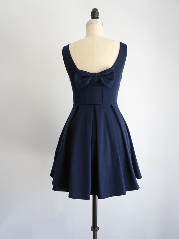 navy blue dress by shop apricity | bridesmaid dresses bow on back