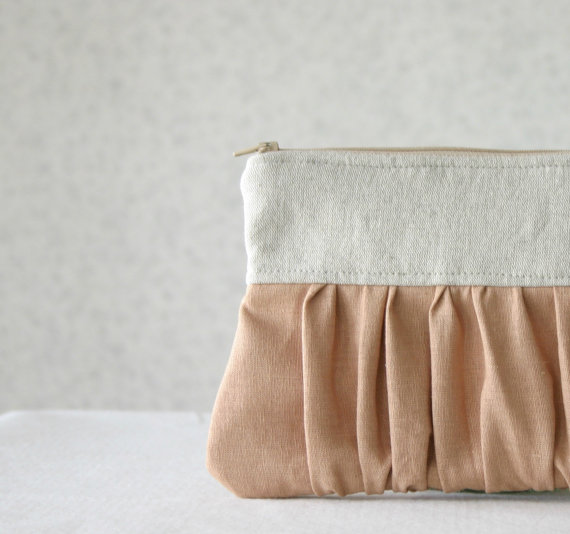neutral pleated clutch purse