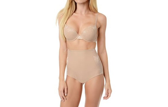 nude colored shapewear high-waisted underwear and bra via What to Wear Under the Dress