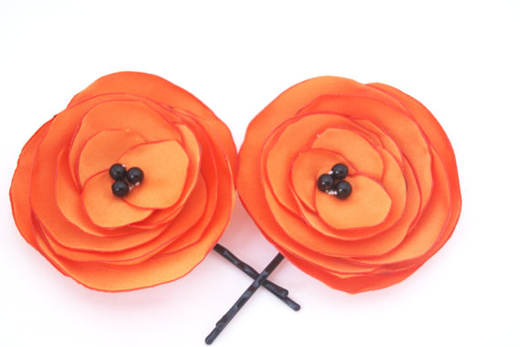 orange bobby pins by nestina accessories via Colorful Wedding Accessories