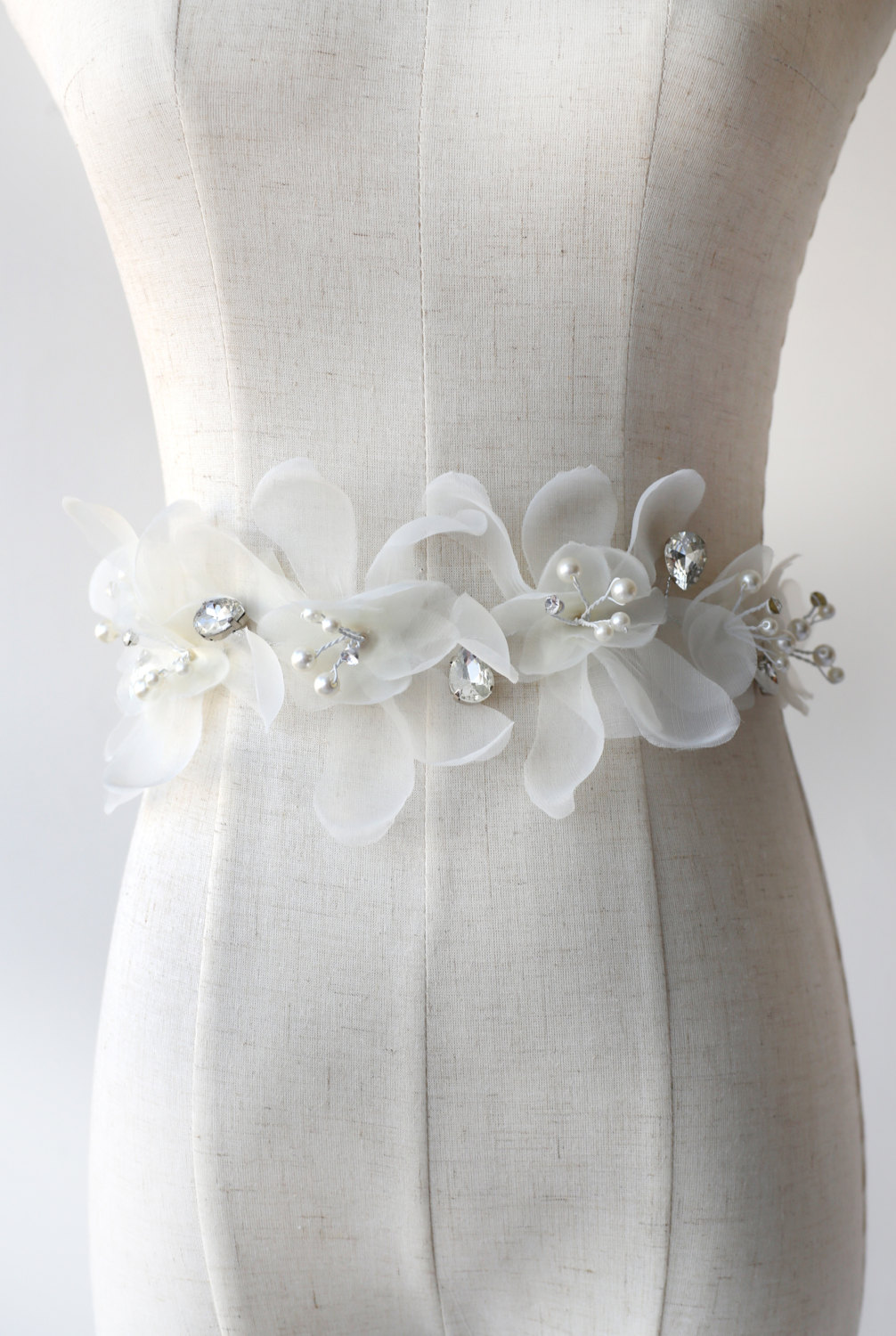 ivory flower bridal sash