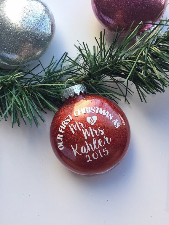 ornament first christmas married by shopprettyinrose via 50+ First Christmas Ornaments Engaged / Married