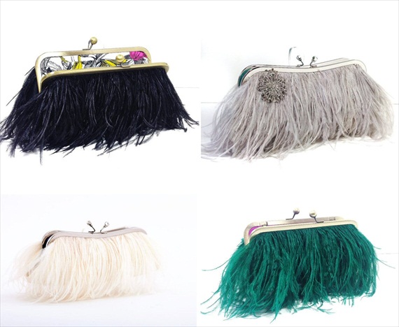 bridal clutch bags - ostrich feather clutch purse