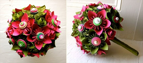 Paper Flower Bouquets (by The Little Red Button) via EmmalineBride.com