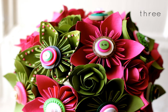 Paper Flower Bouquets (by The Little Red Button) via EmmalineBride.com