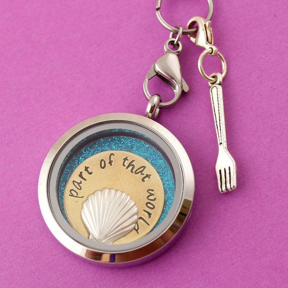 part of your world the little mermaid locket with dinglehopper attached | Offbeat Wedding Theme:  Floating Lockets
