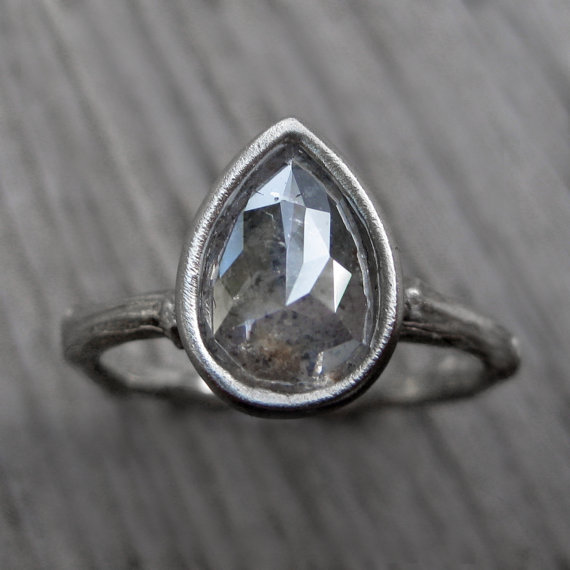pear diamond engagement ring white gold (via 7 Alternative Engagement Ring Ideas)