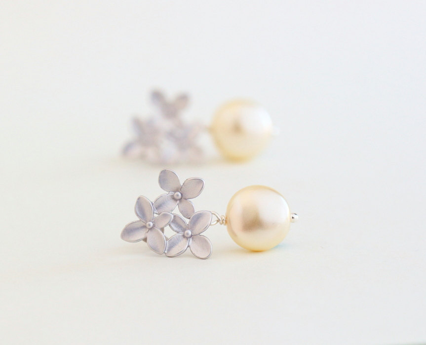 pearl and silver bouquet earrings by jacaranda designs