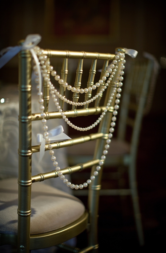 pearls as chair backs - wedding chair decorations