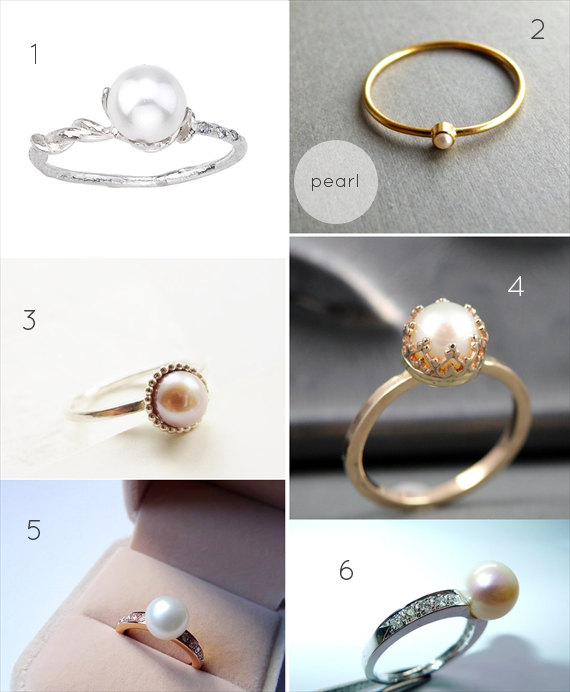 Alternative Engagement Ring Ideas:  Pearl (via EmmmalineBride.com)