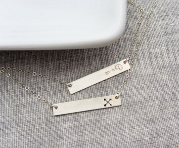 personalized silver bar necklace