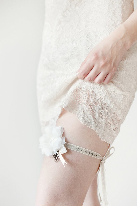 Personalized Bridal Garter by SIBO Designs | http://emmalinebride.com/bride/garter-names-weddings/ | garter names weddings