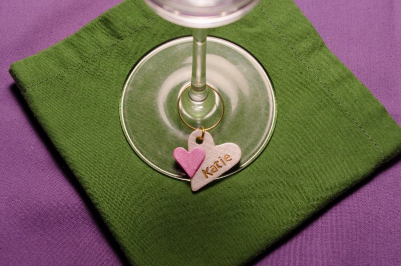 personalized bridesmaid wine glass charm | Handmade Wedding Charms via https://emmalinebride.com/decor/handmade-wedding-charms/