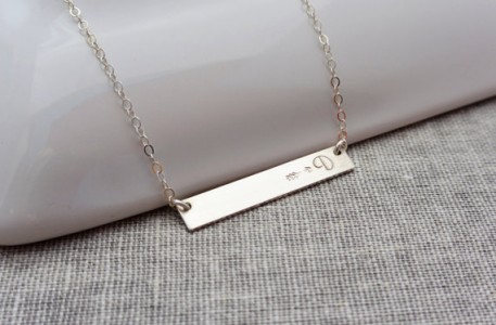 personalized silver bar necklace