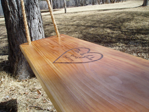 wedding gift ideas from a to z - personalized wooden tree swing by blue fox willow