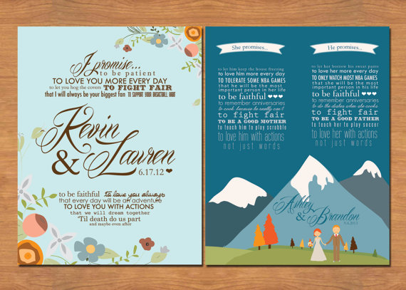 Wedding Vow Keepsake Print (by B is for Brown)