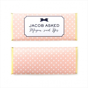 black bow and pink and white polka dot candy wrapper