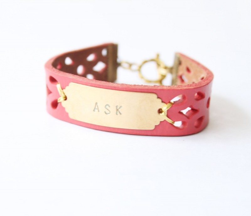 pink bracelet leather | https://emmalinebride.com/gifts/bridesmaid-bangle-bracelets/ 