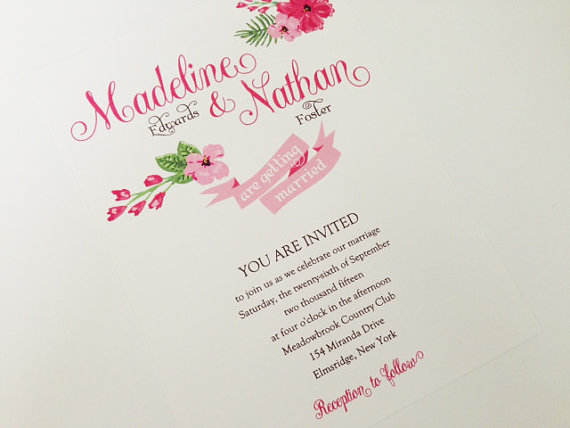 pink via 6 Colorful Wedding Invitations with Florals