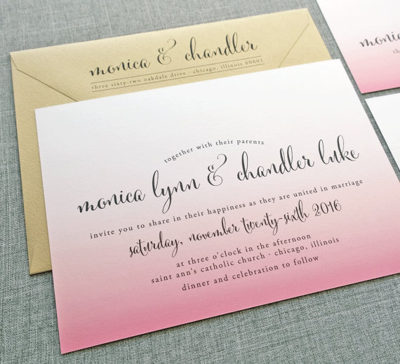 pink ombre wedding invitation - wedding invitation credit + robe giveaway