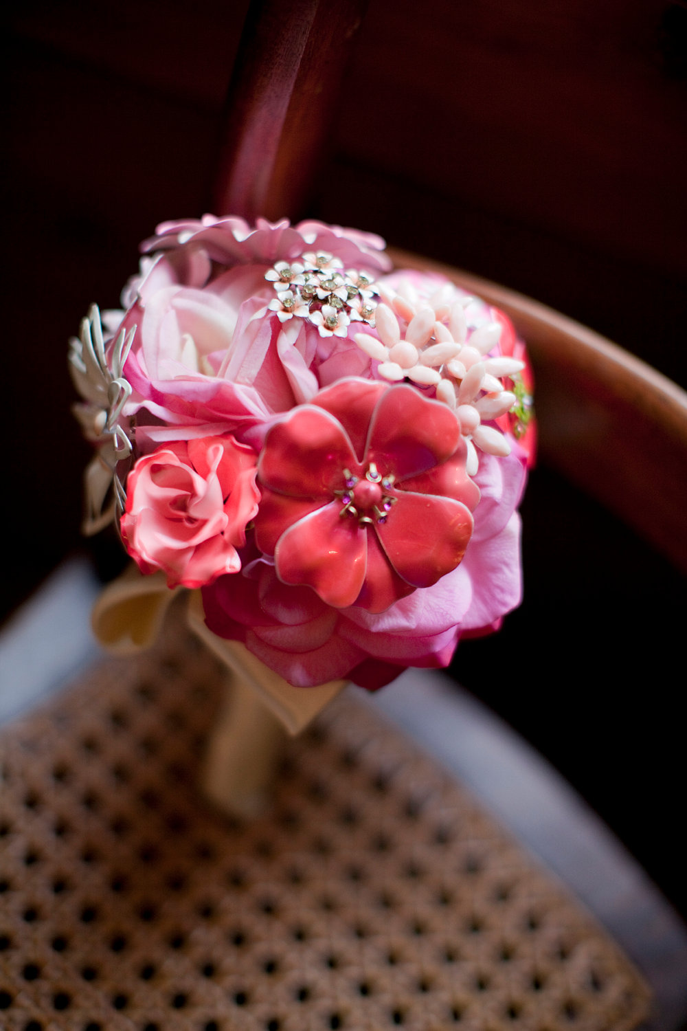 pink silk and brooch bouquet - Wedding Brooch Bouquet Ideas