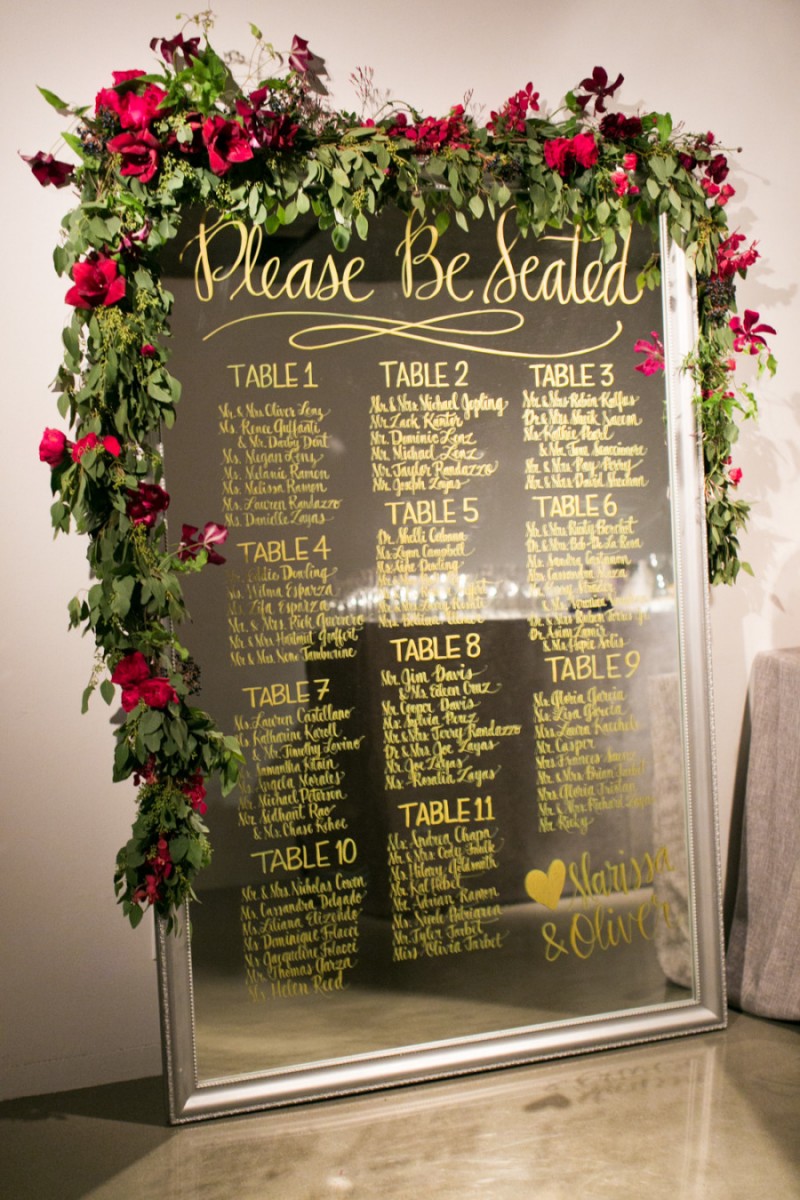 Please Be Seated mirror sign | photo: charlie juliet | https://emmalinebride.com/decor/wedding-mirror-signs/