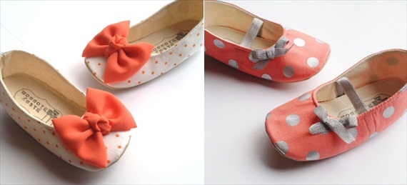 polka dotted flower girl shoes handmade