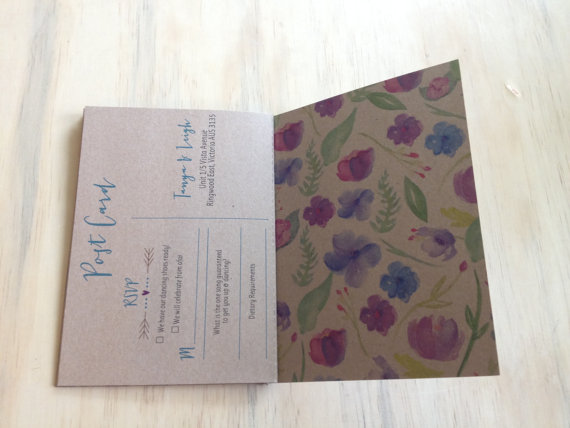 Booklet Wedding Invitation (by The Find Sac) - reply postcard