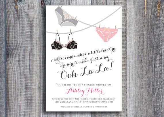 printable bridal shower invitation lingerie - custom wedding printables