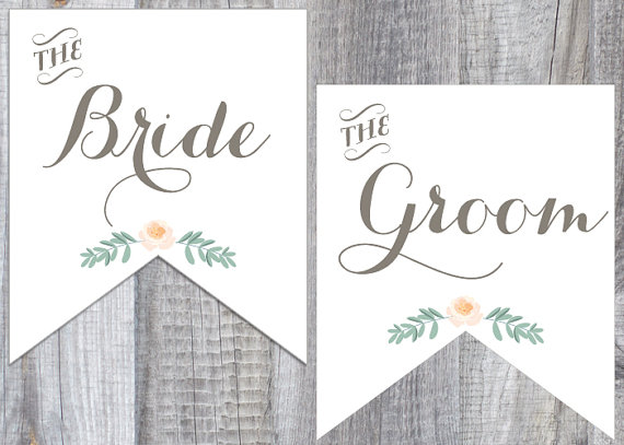 printable bride and groom chair signs - custom wedding printables