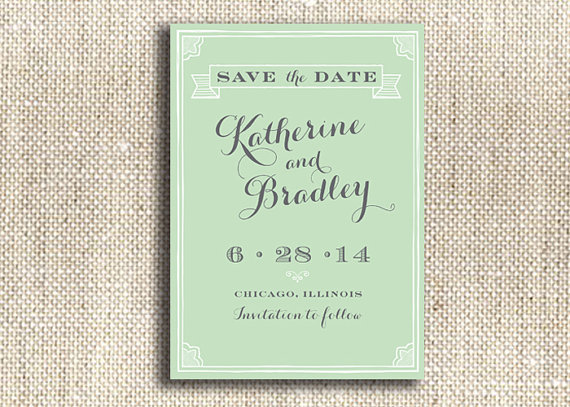 printable save the date mint - custom wedding printables