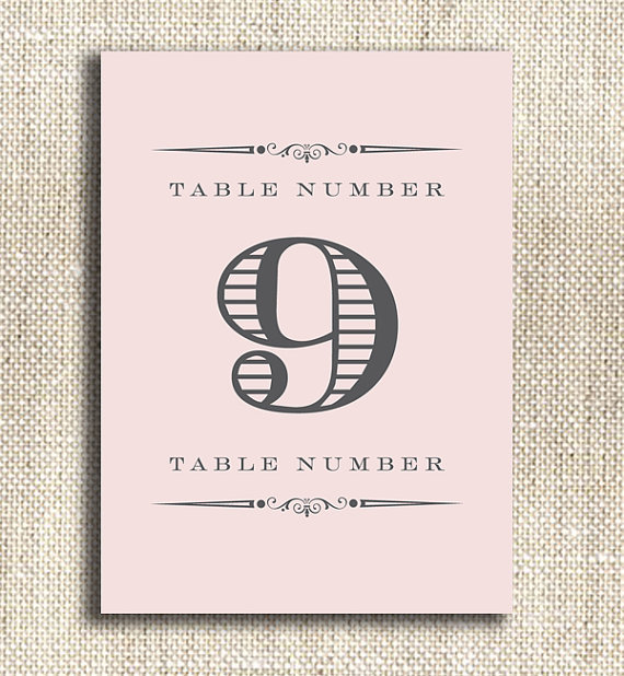 printable table number - pink and black - custom wedding printables