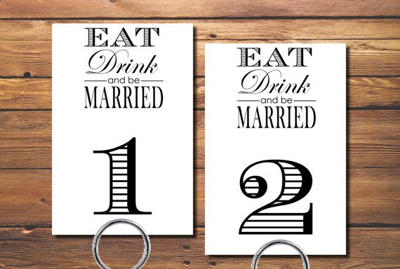 printable table numbers wedding