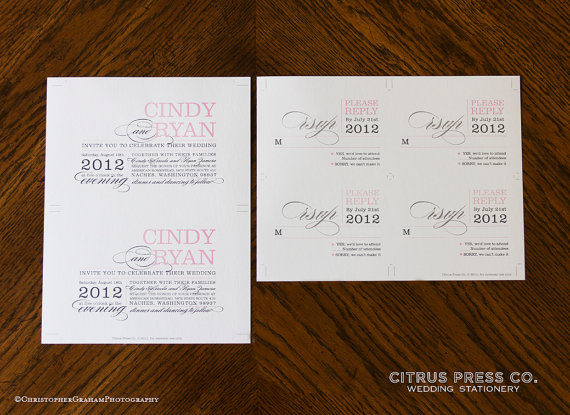 Win a FREE Printable Wedding Invitation (invite by Citrus Press via EmmalineBride.com)