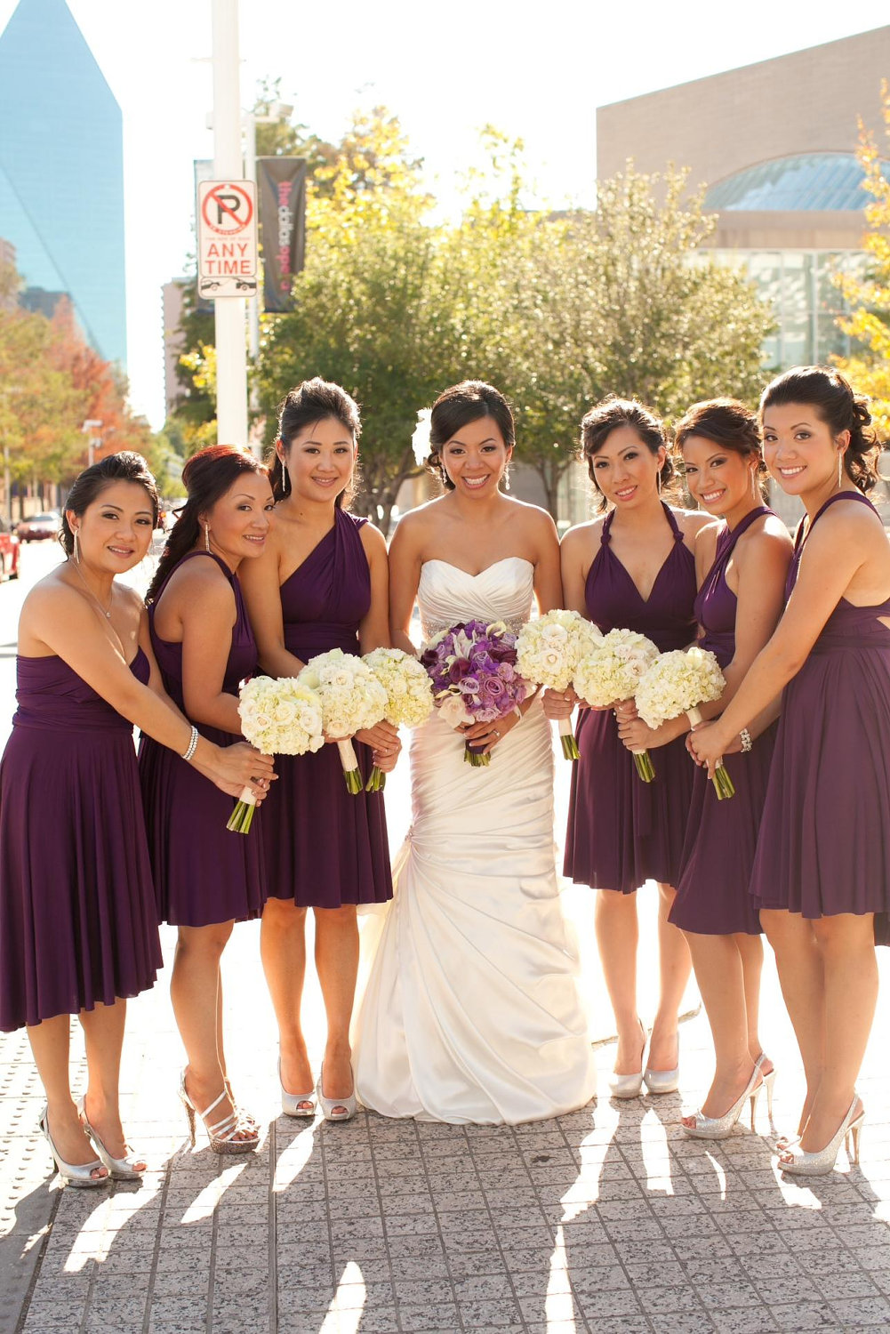 purple bridesmaid convertible dress | via https://emmalinebride.com/bridesmaids/bridesmaid-dress-worn-different-ways/