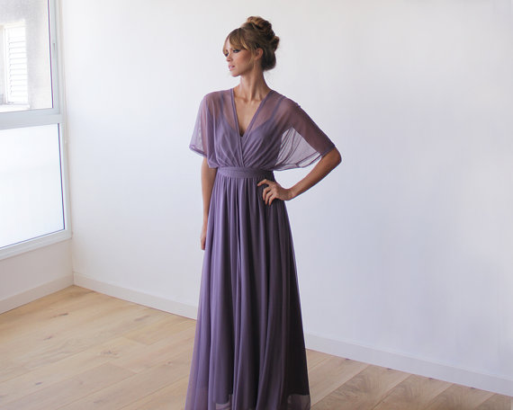 purple bridesmaid maxi dress - left