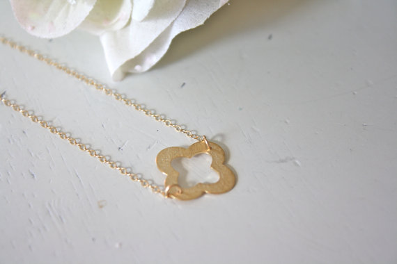 quatrefoil gold necklace | Wear Again Bridesmaid Necklaces by Ava Hope Designs from EmmalineBride.com