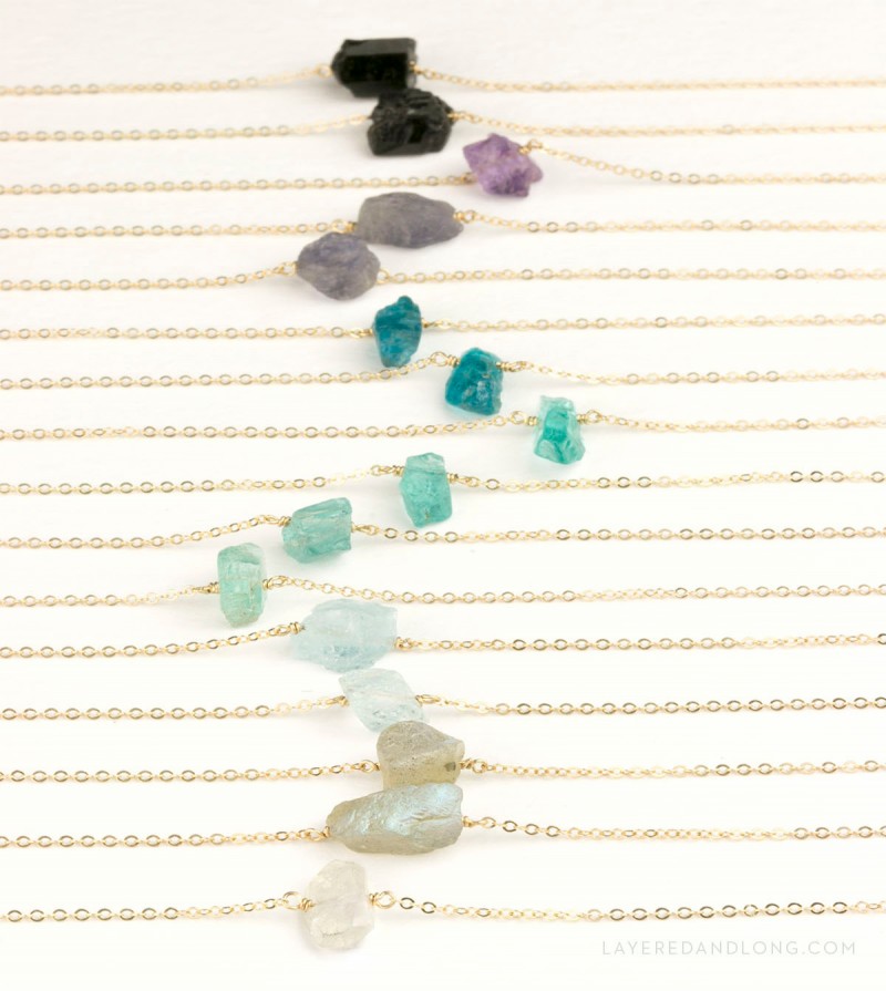 raw crystal necklaces by layered and long
