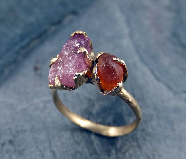 raw gemstone rings by byangeline