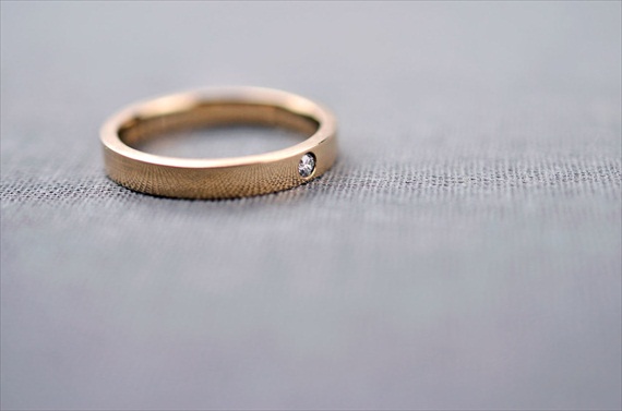 Recycled Wedding Rings: band with diamond stone (by lilyemme via emmalinebride.com)