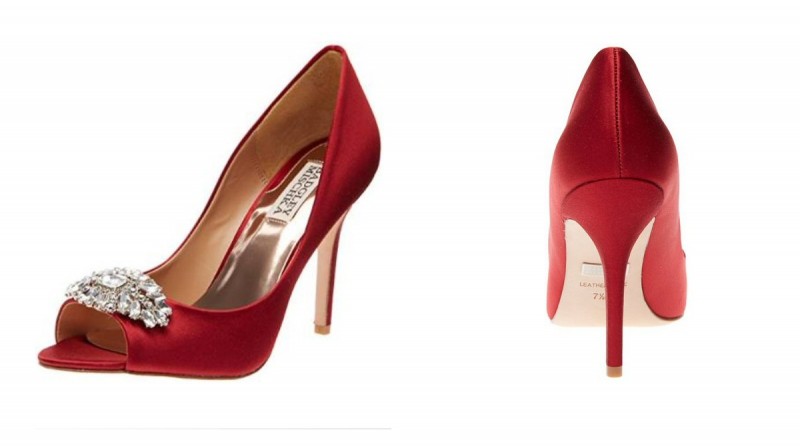 red badgley mischka heels via 18 red rose wedding ideas