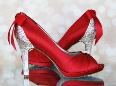 red jeweled wedding shoes