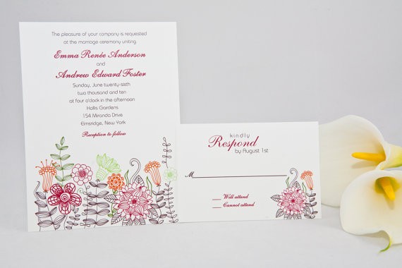 retro floral wedding invitations