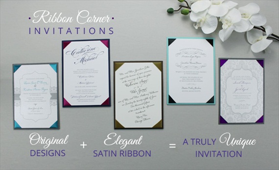 ribbon corner wedding invitation styles