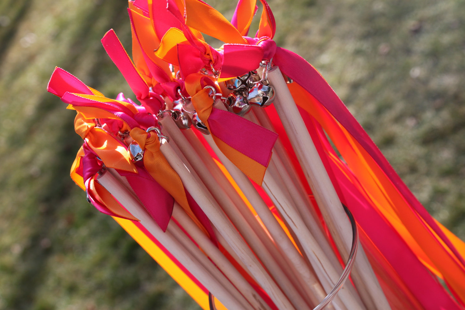 ribbon wands instead of rice by decadent designs | via 7 Wedding Ceremony Toss Mistakes to Avoid via emmalinebride.com