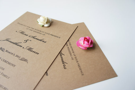 kraft paper and roses ceremony programs by simple leaf paper