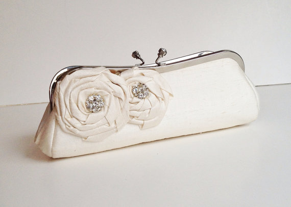 rosette wedding clutch purse