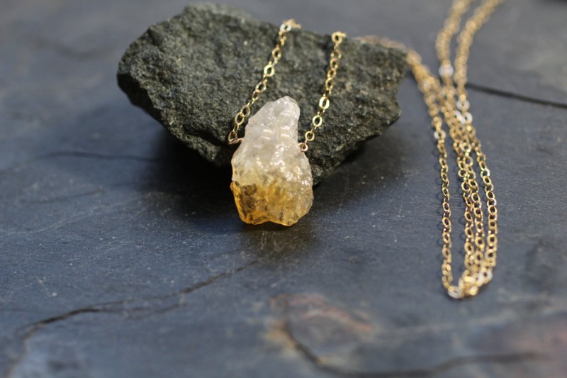 rough gemstone necklace in gold by greygoosegifts