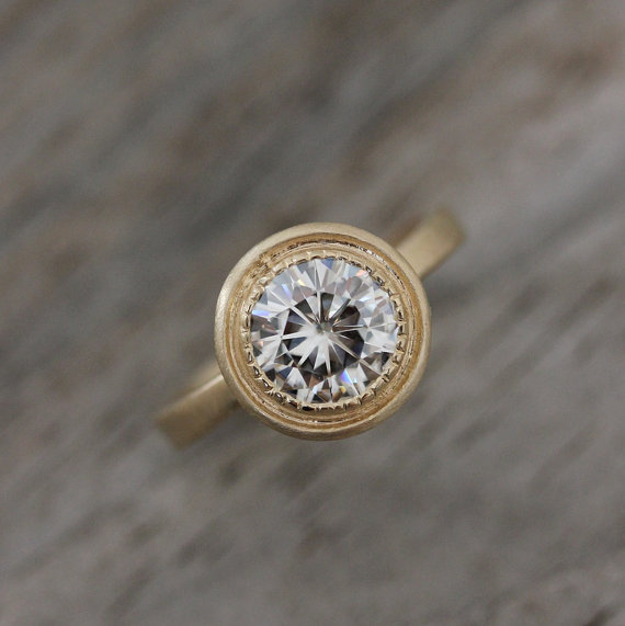 round moissanite engagement ring | Engagement Rings Etsy | via https://emmalinebride.com/jewelry/40-best-handmade-rings-ever/ ‎